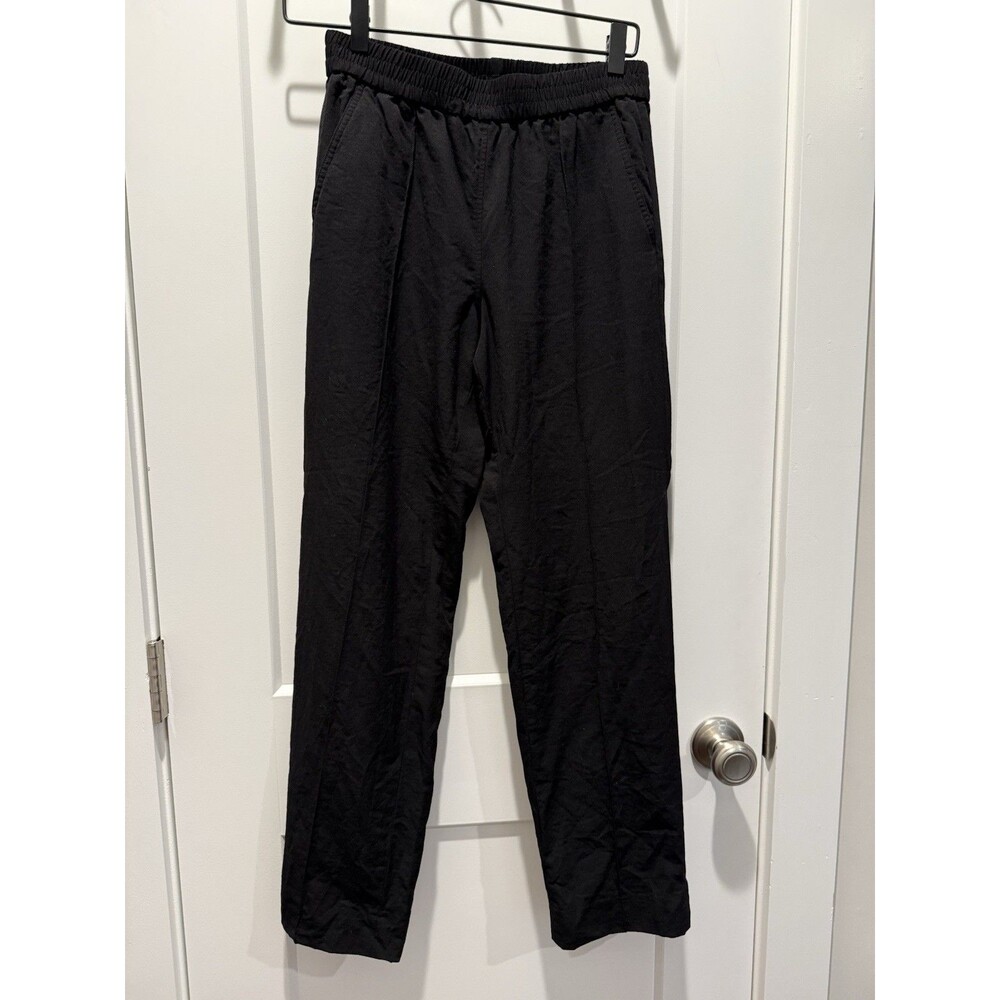 COS Wool Tapered Pull On Pants Elastic Waist Black XS 2 Business Causal Ankle